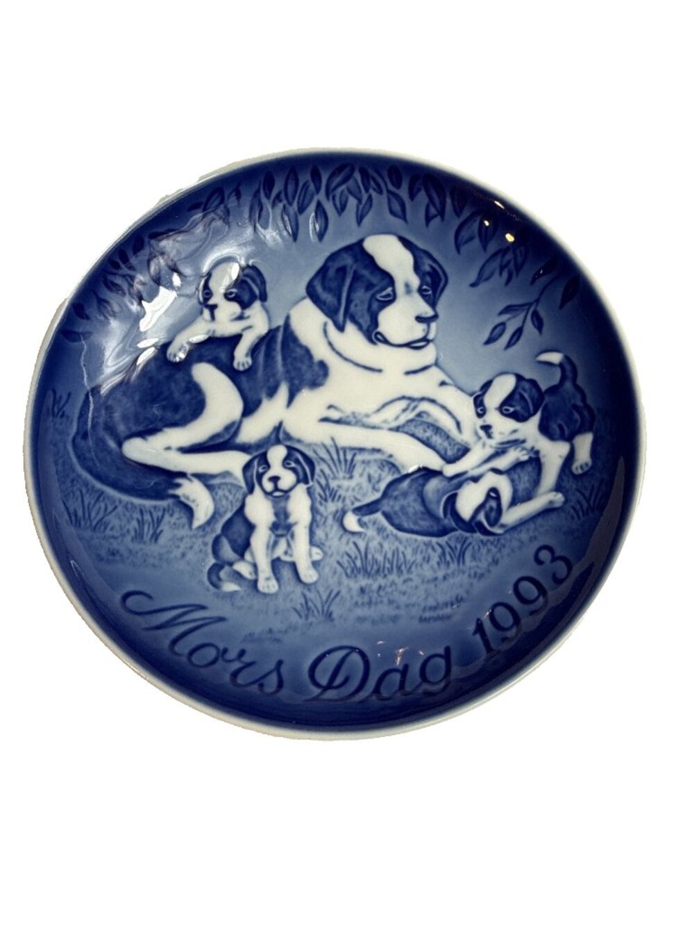 VTG Bing & Grondahl 1993 Mother's Day Plate St Bernard & Puppies B&G Denmark